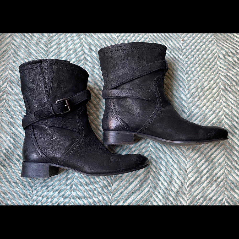 PRADA Black Leather Moto Style Ankle Boots - Picture 16 of 16